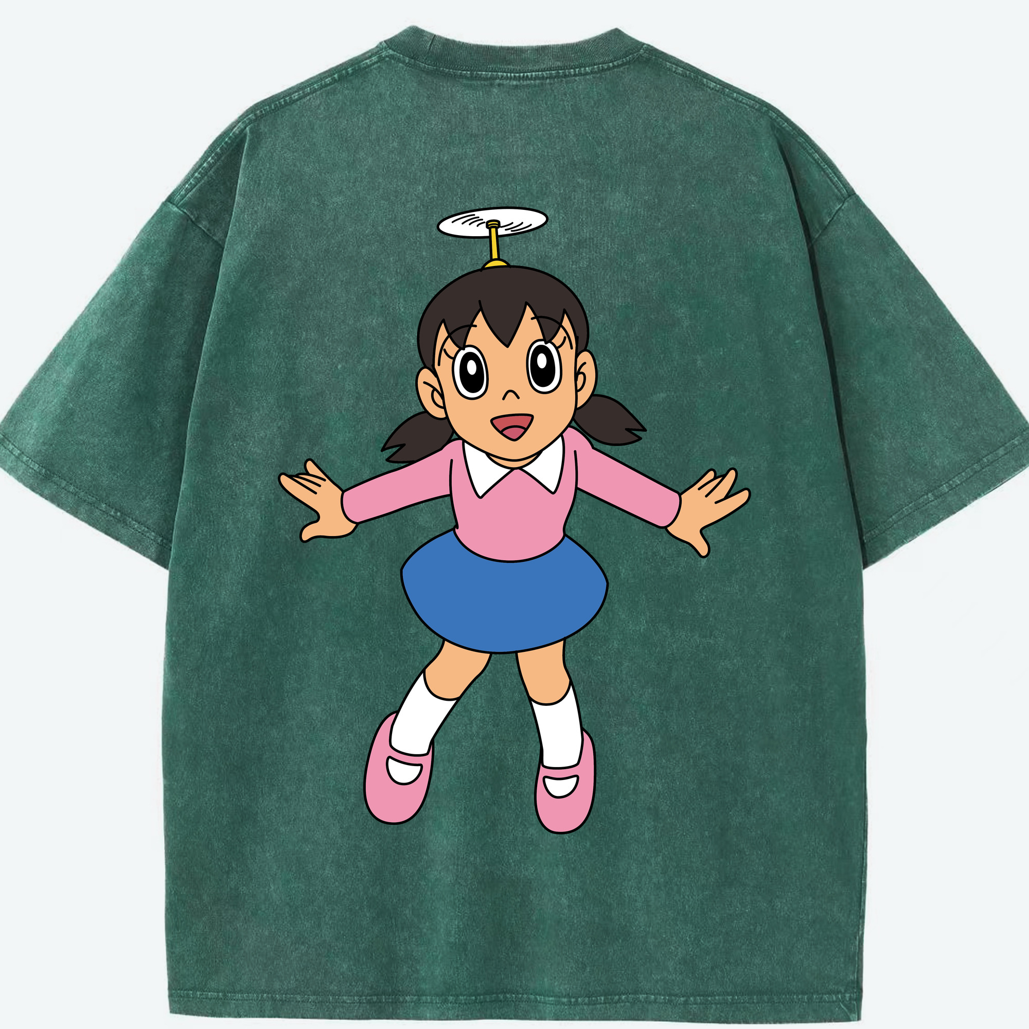（画像用） ドラえもん みなもと しずか Doraemon Shizuka Minamoto 綿100% ヴィンテージ風 半袖Tシャツ（背面プリント）